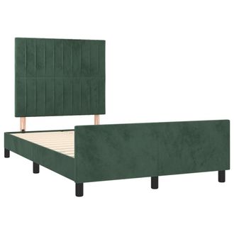 vidaXL Giroletto Senza Materasso Verde Scuro 120x190 Cm Velluto - Vidaxl
