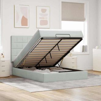 vidaXL Vidaxl - Estructura Cama Otomana Con Colchones Gris Claro 140x200cm