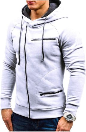 Generic Mens Hoodie Sweatshirt - Full Zip Up Hoody Long Sleeve Zipper Pockets Hooded Jacket Pullover Sportswear Gym Hoodies Running Jacket Casual Outdoor Spor