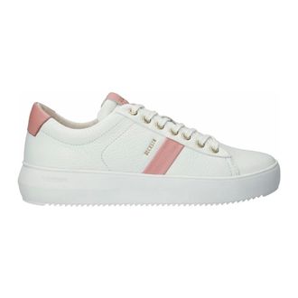 Blackstone Schoenen, Dames, Wit, 36 EU, Leer, Wit-roze Dawn Sneaker