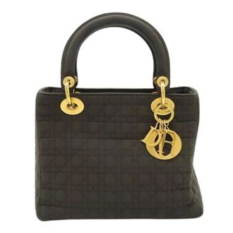 Dior Pre-owned Handbags, female, Brown, Size: ONE SIZE Pre-owned Lady Dior Nylon Handbag