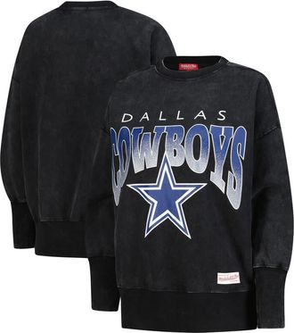Mitchell & Ness Womens Mitchell & Ness Black Dallas Cowboys Delineate Mineral Wash Crewneck Sweatshirt at Nordstrom, Size Xx-Large