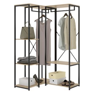 Dmora Gran Armario Gallup, Ropero Dormitorio 4 Estantes, Perchero, Cajones, 100x167h Cm Roble Marr&oacute;n