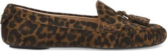 Gianvito Rossi Th&egrave;a Mocassin in Leopard Suede Leather at Nordstrom, Size 41.5