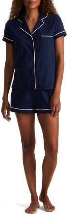 Petite Plume Pima Cotton Short Pajamas in Navy at Nordstrom, Size X-Small