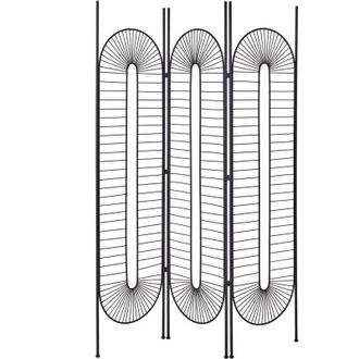 Beliani Beliani - Biombo Decorativo De 3 Paneles Plegable De Hierro Con Marco De Metal Negro Noale