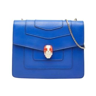 Bulgari Pre-owned Shoulder Bags, female, Blue, Size: ONE SIZE Pre-owned Serpenti Forever Leather Chain Shoulder Bag