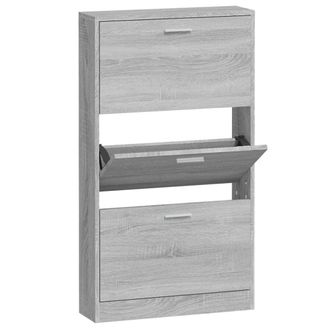 vidaXL Vidaxl - Mueble Zapatero Madera Contrachapada Gris Sonoma 59x17x108 Cm