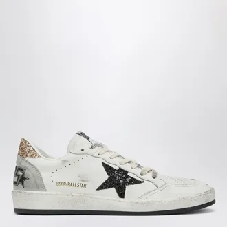 Golden Goose Sneakers Ball Star bianca/nera con glitter oro