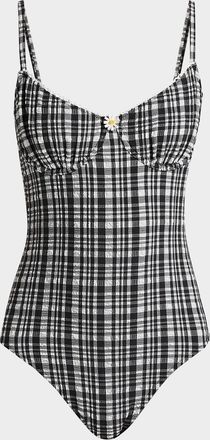 Solid & Striped The Taylor Plaid Seersucker One-Piece Swimsuit