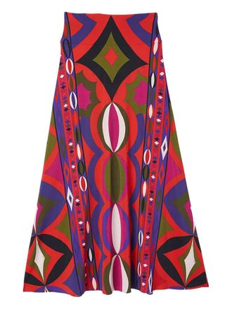 Pucci Collane-print maxi skirt - women - Viscose/Spandex/Elastane - 42 - Red