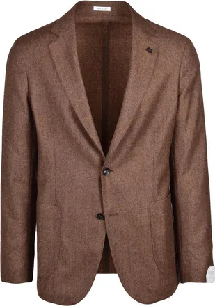Breras Milano Brown Rounded Virgin Wool Jacket