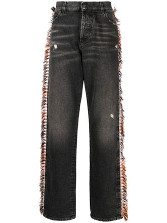 Marcelo Burlon Jeans dritti con dettaglio frangia - Nero