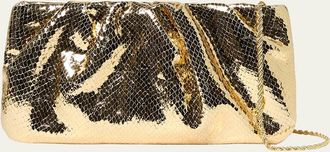 Loeffler Randall Serena Metallic Snake-Embossed Clutch Bag