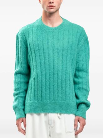 Marni ribbed fuzzy sweater - men - Mohair/Polyamide/Acetate - 50 - Green