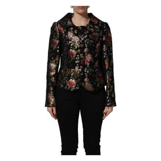 Dolce & Gabbana Light Jackets, female, Multicolor, Size: 3XS Floral Brocade Blazer Jacket