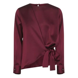 Blanca Vita Blouses, female, Brown, Size: S Asymmetric Wrap Top