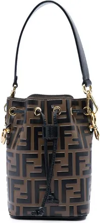 Fendi Pre-owned Fendi Mini FF 1974 Embossed Leather Mon Tresor Bucket Bag Ladies KAD6ZL24HVY42S6R