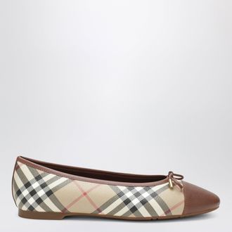 Burberry Ballerine Highgate beige in tela Check e pelle
