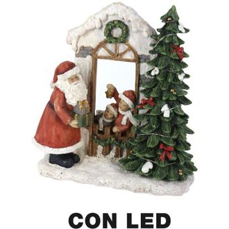 Vacchetti Vacchetti - Caja De M&uacute;sica Resina Pap&aacute; Noel Con Led Rojo Cm22x9,5h22,5