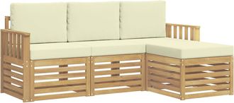 vidaXL Conjunto De Sof&aacute;s De Exterior 4 Uds. Blanco Y Crema Poli&eacute;ster Vidaxl