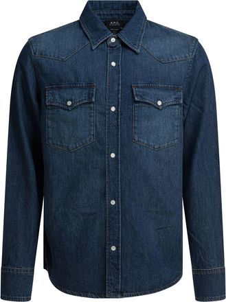 A.P.C. A. P.C.-Western Denim Shirt Shirts Blu-Uomo