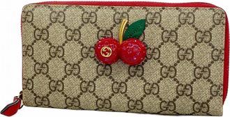 Gucci Beige Brown Red Color Pvc Long Wallet (Bi-Fold) (Pre-Owned)
