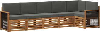 vidaXL Conjunto De Sof&aacute;s De Exterior 5 Uds. Natural Y Antracita Vidaxl