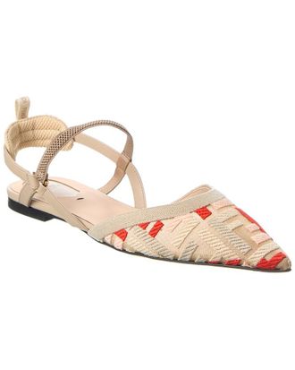 Fendi Fendi Colibri Lite Mesh & Leather Slingback Flat