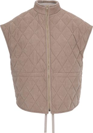 Fabiana Filippi Beige Diamond-Quilted Suede Vest