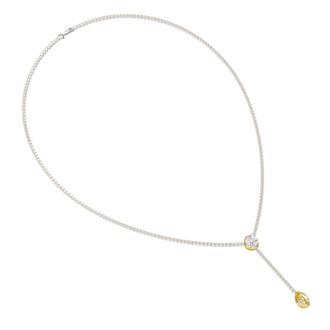 Diamond2Deal 925 Sterling Silver 7 Ct Round & Pear Lab Grown Diamond Drop Necklace 18