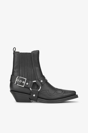 Ganni Black Low Cut Western Chelsea Boots - Size 5 Recycled Leather