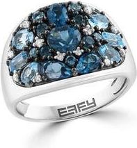 Effy Sterling Silver Blue Topaz, London Blue Topaz & Diamond Ring at Nordstrom Rack, Size 7