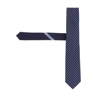 Ferragamo Silk Tie with Patterned Design - male - Ferragamo - Ties - Blue - ONE SIZE - Accessories