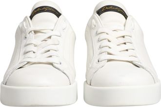 Dolce & Gabbana White Black Portofino Leather Sneakers Womens Shoes (Pre-Owned)