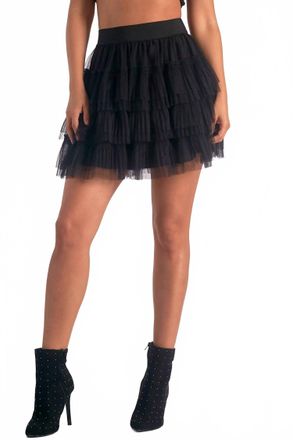 Elan Layered Tulle Mini Skirt In Black