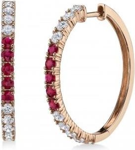 Allurez Lab Grown Ruby & Diamond Hoop Earrings 14K Rose Gold (1.51ct)