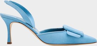 Manolo Blahnik Maysli Suede Buckle Halter Pumps