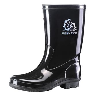 Generic Men Mid Rain Boots Rainboots Rubber Boots For Garden Man Rain Footwear Rain Shoes (Black, 7.5)
