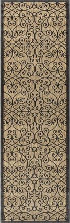 Jonathan Y Designs Madrid Vintage Filigree Textured Weave Indoor/Outdoor Area Rug in Black/khaki- Round at Nordstrom, Size 5Ft 0In X 5Ft 0In