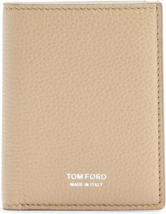 Tom Ford Wallets & Cardholders, unisex, Beige, ONE SIZE, Beige Leather Bi-Fold Wallet with Card Slots