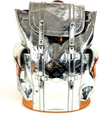 Louis Vuitton Silver Leather Backpack (Pre-Owned)