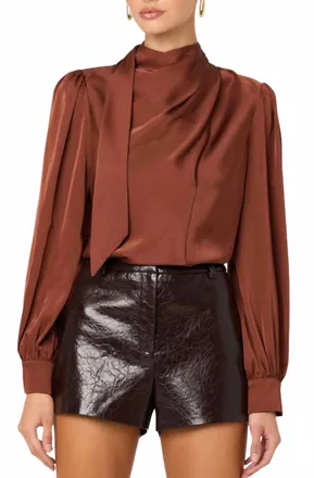 Astr Ivonne Satin Top In Rust