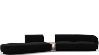 BLOOMINGLOFT 4-Sitzer Design Sofa Miley mit Beistelltisch - Samtbezug Schwarz