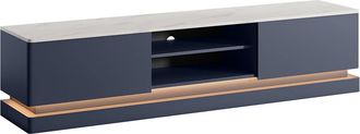 Vente-Unique Pascal Morabito - Mobile Tv 2 Cassetti E 2 Nicchie Con Led Mdf Blu Effetto Marmo Bianco - Devika Di