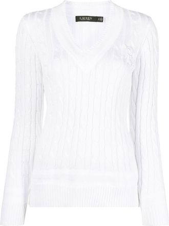 Lauren Ralph Lauren Meren cable-knit jumper - women - Cotton/Viscose - L - White