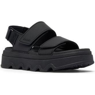 Sorel Kinetic Sunchase Slingback Sandal in Black/Sea Salt at Nordstrom, Size 12