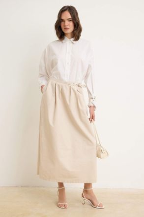 Trendyol Modest Dames Beige Effen Maxi Kokerrok- rok A-lijn Modest Rokken