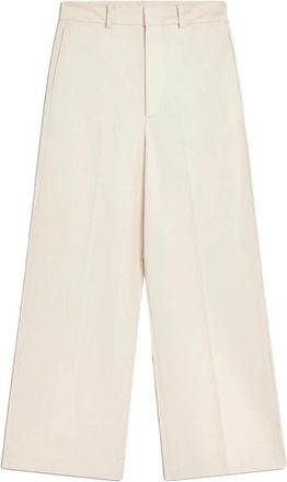 Semicouture Rechte Pijp Katoenen Gabardine Broek - Dames - Wijde Broeken - Beige - M - Katoen - Broeken