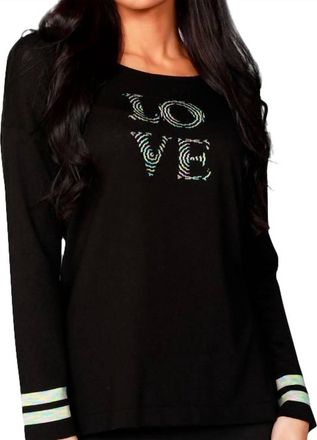Angel 3/4 Love Crew Sweater In Black/multi